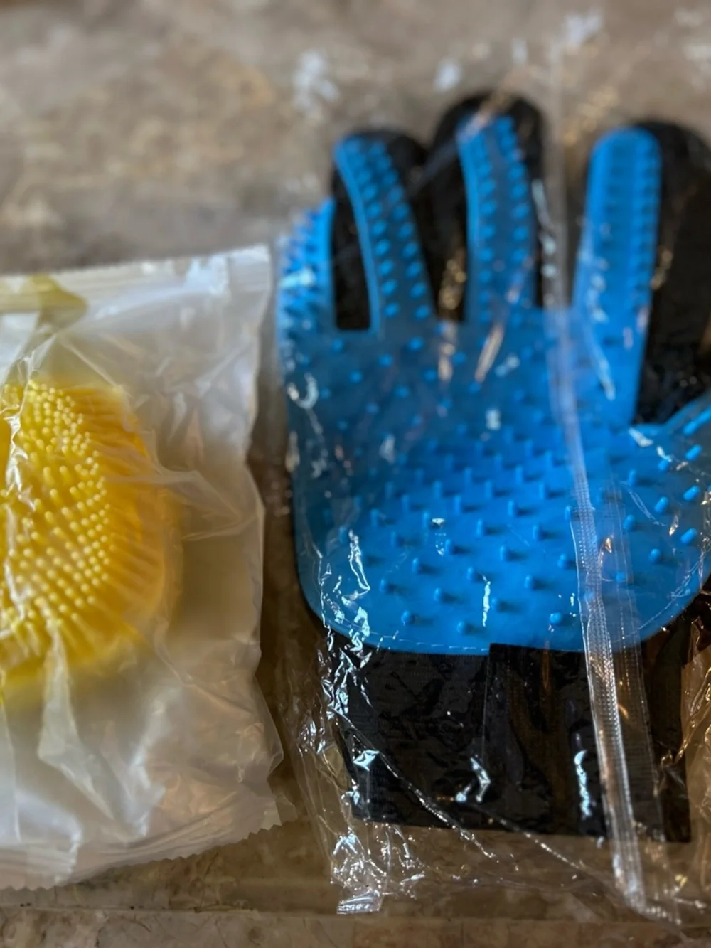 Amazon Blue and Black Pet Grooming Glove for Dogs & Cats